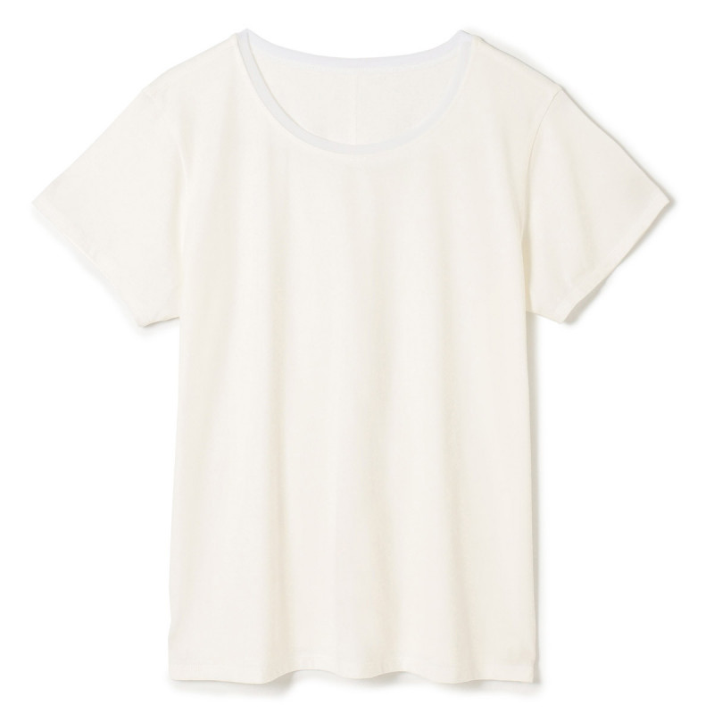 チュールアクセントTシャツ(ホワイト-M)