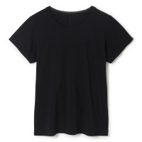 チュールアクセントTシャツ(ブラック-M)