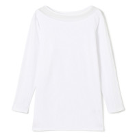 ★レースコンビヘムフィットＴシャツ(ホワイト-M)