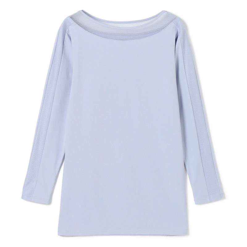 ★レースコンビヘムフィットＴシャツ(ヒヤシンス-M)