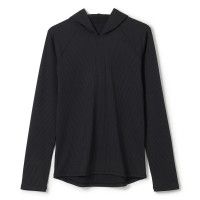 ★リブフーデッドＴシャツ(ブラック-M)