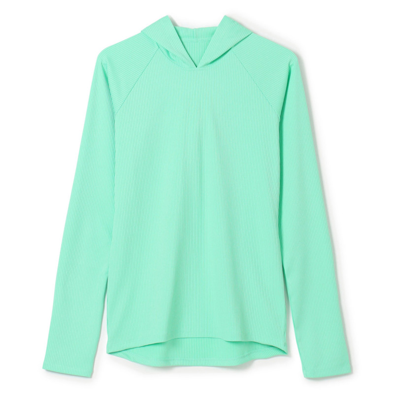 ★リブフーデッドＴシャツ(シーグリーン-M)