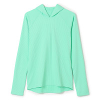 ★リブフーデッドＴシャツ(シーグリーン-M)