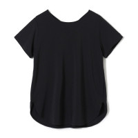 バッククロスアクセントTシャツ(ブラック-M)