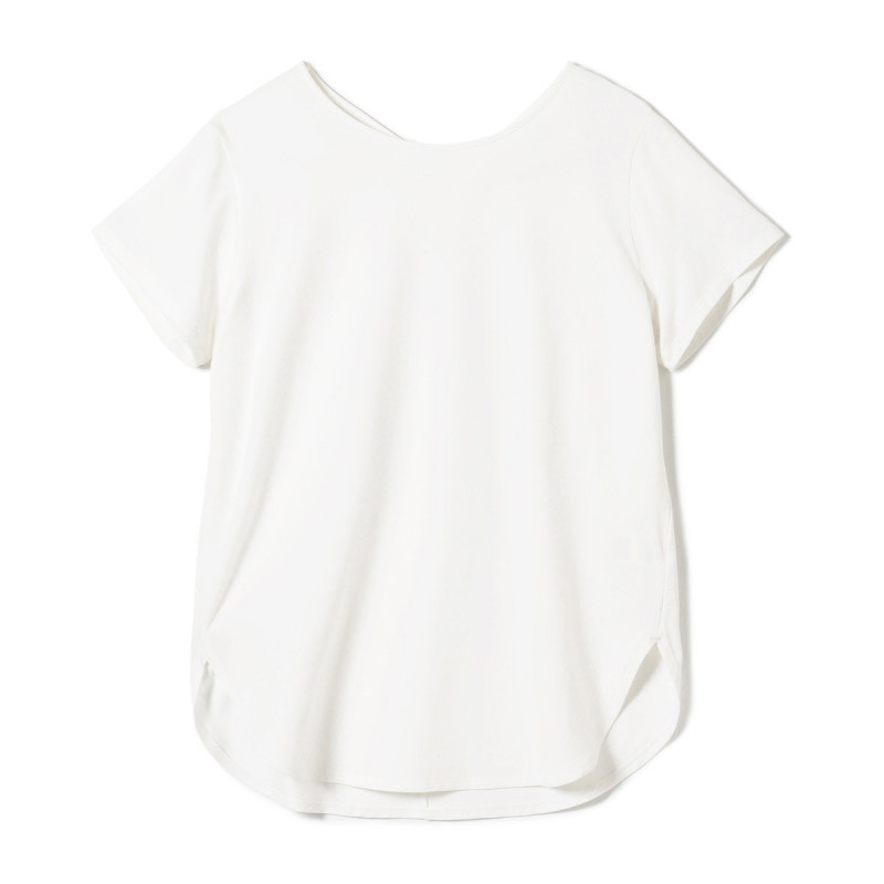 バッククロスアクセントTシャツ(オフホワイト-M)
