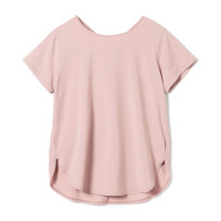 バッククロスアクセントTシャツ(グレイッシュローズ-M)