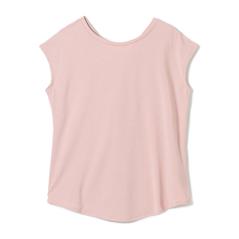 ツイストアクセント2WayTシャツ(グレイッシュローズ-M)