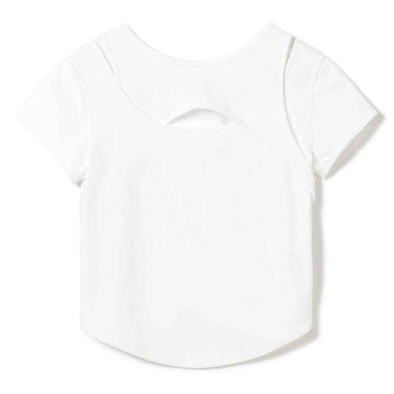 ★ハンサムコットン　カットアウトＴシャツ(ホワイト-M)