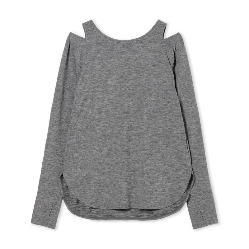 ドライストレッチリフレクター長袖Tシャツ(グレー杢-M)