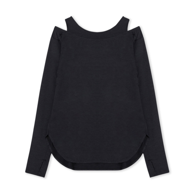 ドライストレッチリフレクター長袖Tシャツ(ダークグレー杢-M)