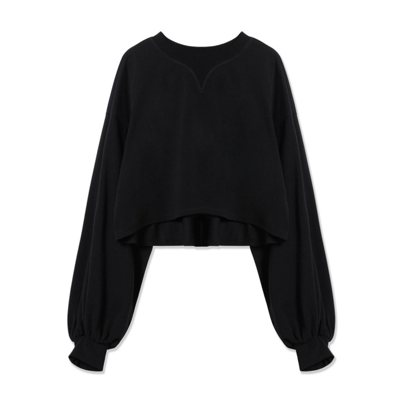 HandsomeCotton バルーンスリーブTシャツ(ブラック-M)