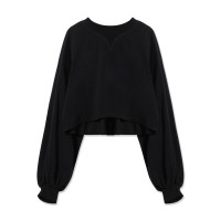 HandsomeCotton バルーンスリーブTシャツ(ブラック-M)