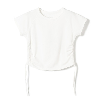 HandsomeCotton サイドギャザーTシャツ(ホワイト-M)