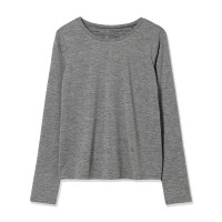 ドライストレッチ長袖Tシャツ(グレー杢-M)