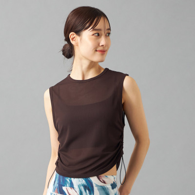 シアーリブノースリーブTシャツ