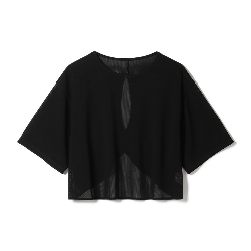 シアーリブバックシャンTシャツ(ブラック-M)