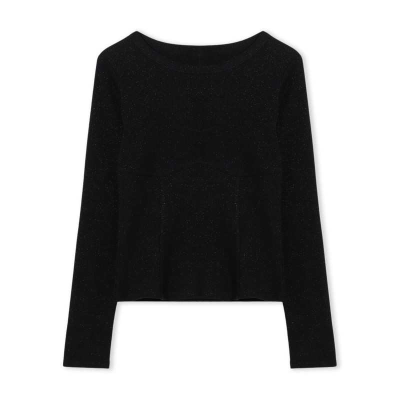 ホリデーラメロングスリーブTシャツ(ブラック-M)