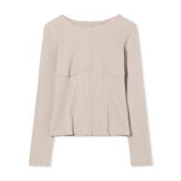 ホリデーラメロングスリーブTシャツ(ベージュ-M)