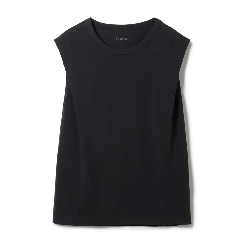 HandsomeCotton ノースリーブTシャツ(ブラック-M)