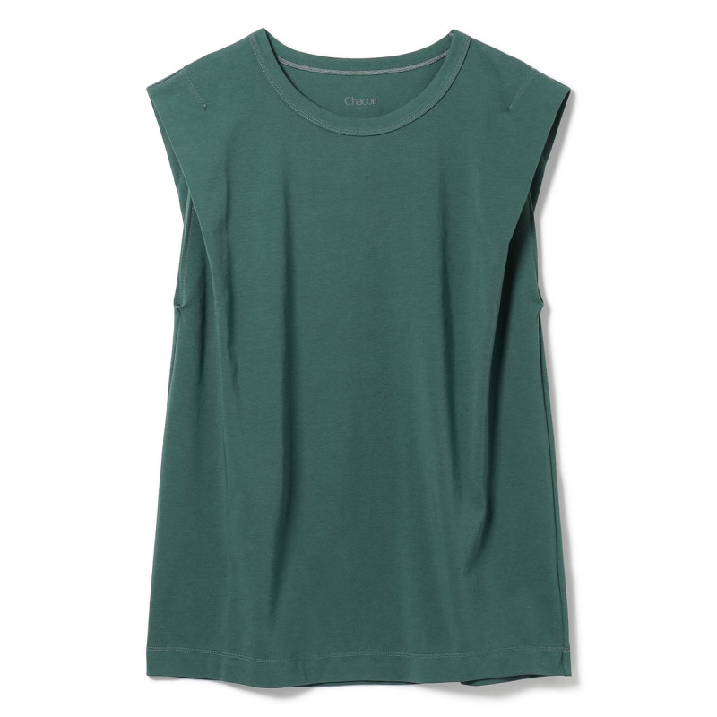 HandsomeCotton ノースリーブTシャツ(ボトルグリーン-M)