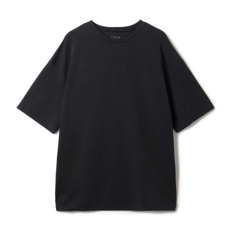 HandsomeCotton オーバーTシャツ(ブラック-M)