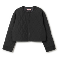 ★キルティングショートジャケット(ブラック-M)