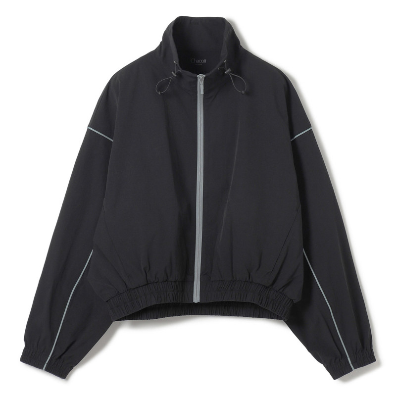★ラインアクセントタフタジャケット(ブラック-M)
