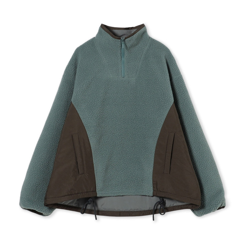 ボアハーフジップジャケット(グリーン-M)