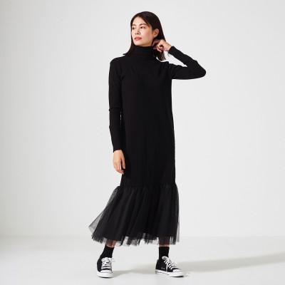 ★チュールコンビニットワンピース