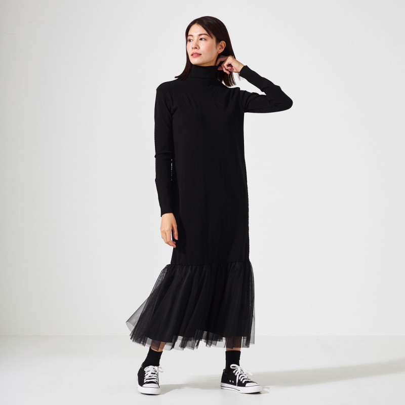 ★チュールコンビニットワンピース