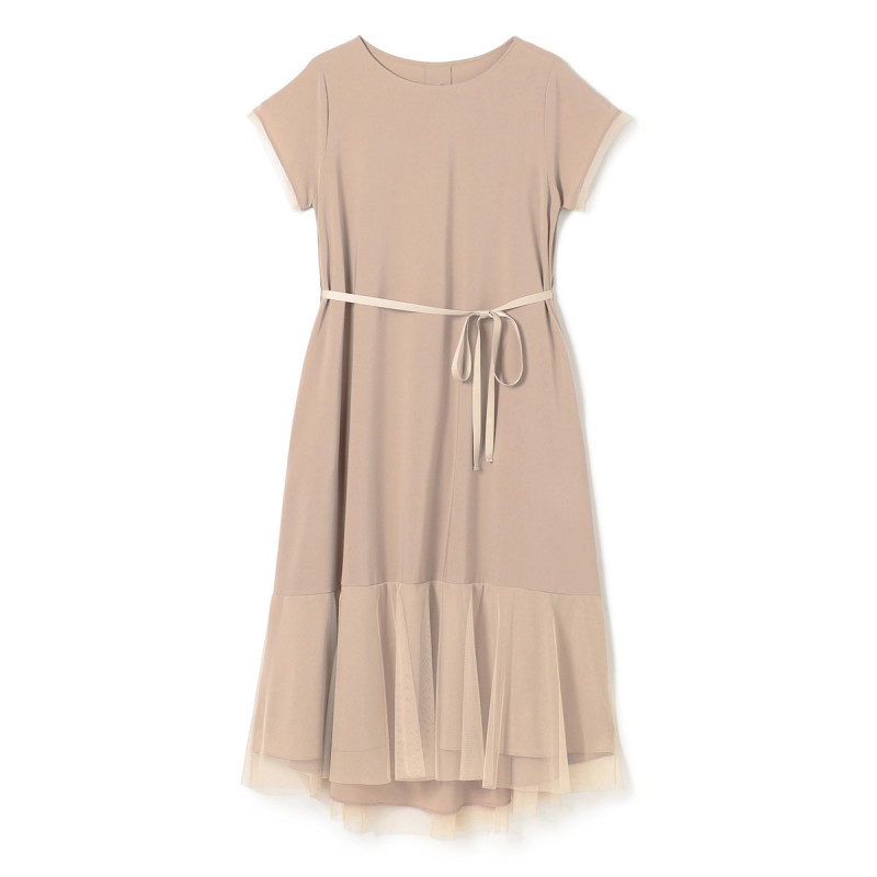 ★ライトタフタワンピース(ベージュ-S)