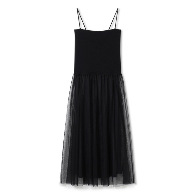 ★ニットコンビチュールワンピース(ブラック-M)