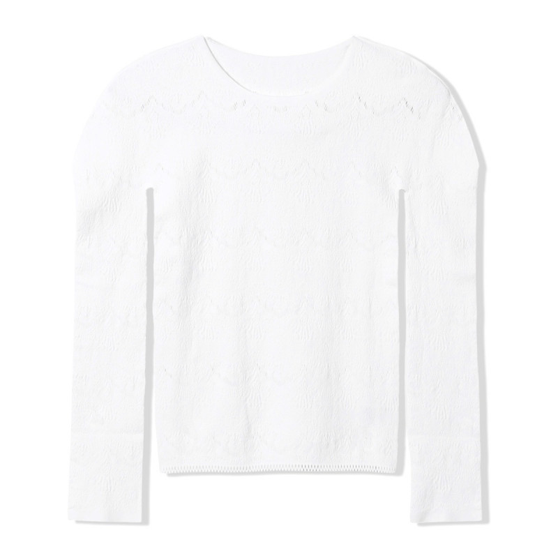 【ノーソーイングニット】ノーソーイングクルーネックトップ(ホワイト-M)