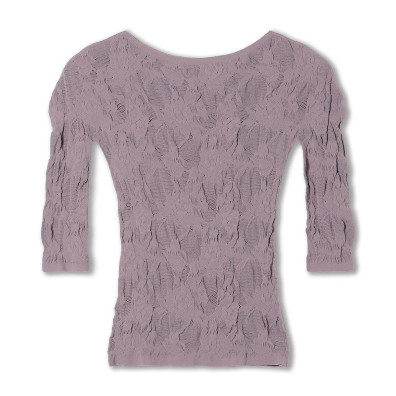 【ノーソーイングニット】シアーレースボートネックトップ
