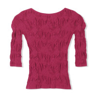 【ノーソーイングニット】シアーレースボートネックトップ(ガーネット-M)