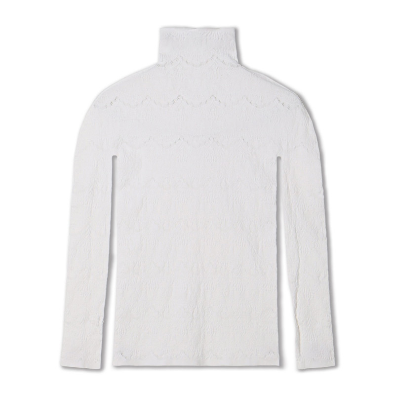 【ノーソーイングニット】ノーソーイングハイネックトップ(ホワイト-M)