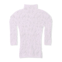 【ノーソーイングニット】ローズシアーレースハイネックトップ(グレー-M)