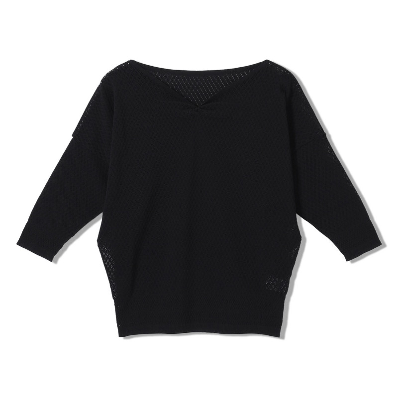 【ノーソーイングニット】イージーフィット2wayニットトップ(ブラック-M)
