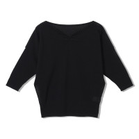 【ノーソーイングニット】イージーフィット2wayニットトップ(ブラック-M)