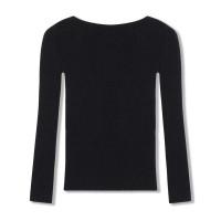 【ノーソーイングニット】シアーローズニットトップ(ブラック-M)