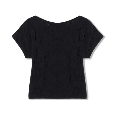 【ノーソーイングニット】バレリーナネックコンパクトTシャツ