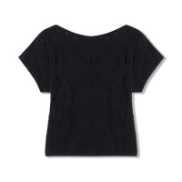 【ノーソーイングニット】バレリーナネックコンパクトTシャツ(ブラック-M)