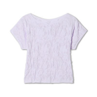 【ノーソーイングニット】バレリーナネックコンパクトTシャツ(ラベンダー-M)