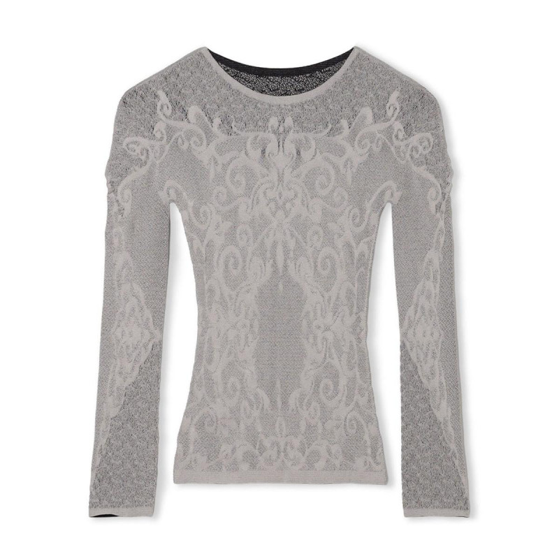 【ノーソーイングニット】リバーシブルクルーネックトップ(グレー-M)