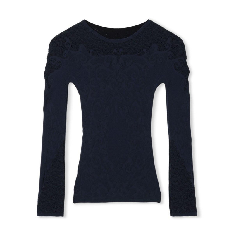 【ノーソーイングニット】リバーシブルクルーネックトップ(ネイビー-M)