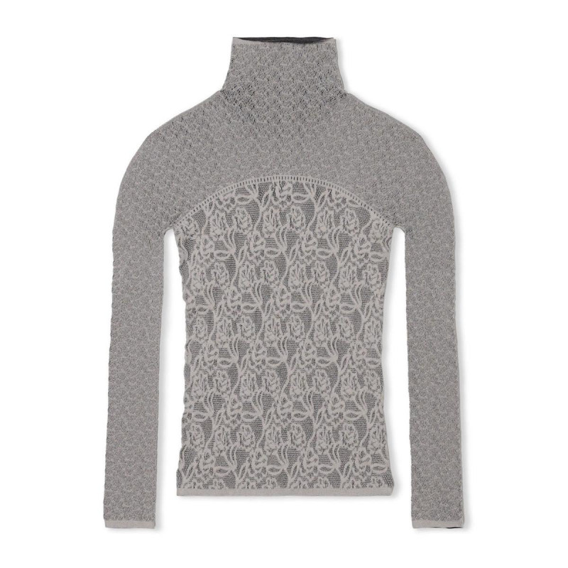 【ノーソーイングニット】リバーシブルハイネックトップ(グレー-M)