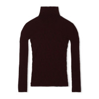 【ノーソーイングニット】リバーシブルハイネックトップ(ワインレッド-M)