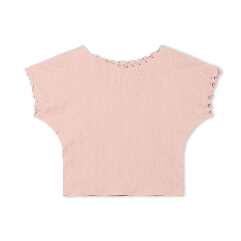 【ノーソーイングニット】メロウコンパクトニットTシャツ(グレイッシュローズ-M)