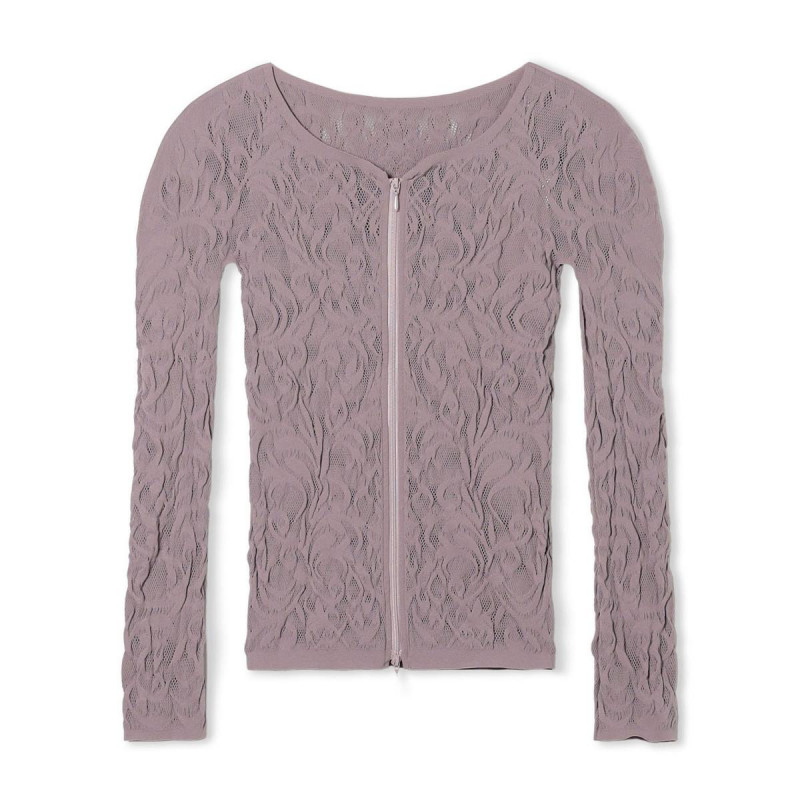 【ノーソーイングニット】バレリーナネックジップトップ(アッシュグレー-M)