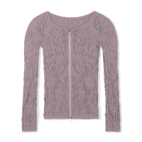 【ノーソーイングニット】バレリーナネックジップトップ(アッシュグレー-M)